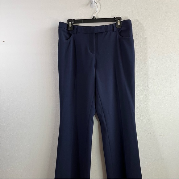 Akris Punto Pants Mikko Straight Leg Boyfriend Pants in Navy Blue Sz US 10 EUC - Picture 2 of 12